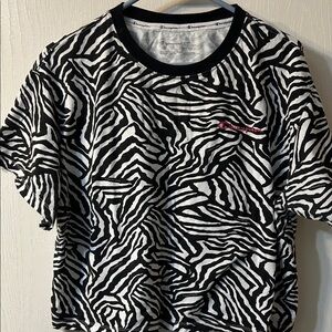Champion Zebra Print Short Sleeve Crop top tee